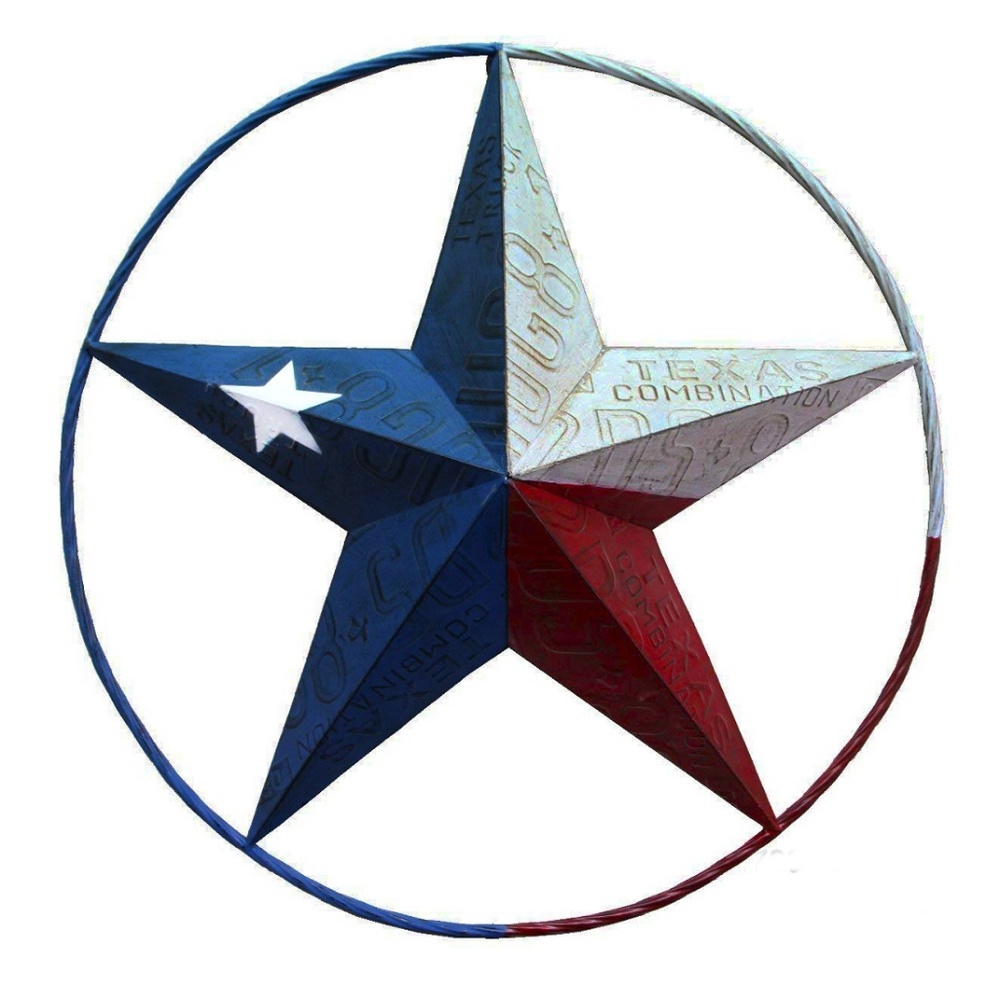 Texas Barn Star Map Color Metal Circle